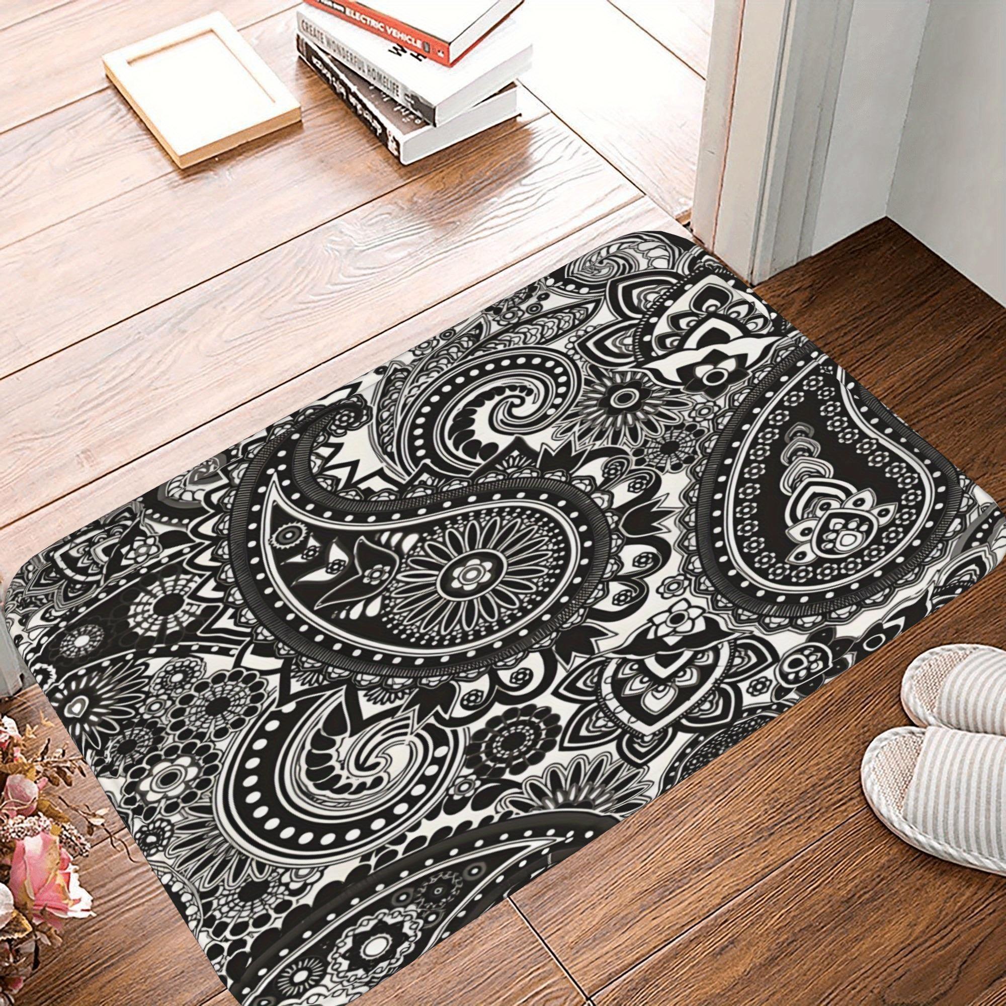 

1PC Paisley motif Pattern Kitchen Rug Non-Slip Door Mat Pop design Bathroom Rug Bath Mat Carpet for Home Sink Laundry Decor 40cm x 60cm