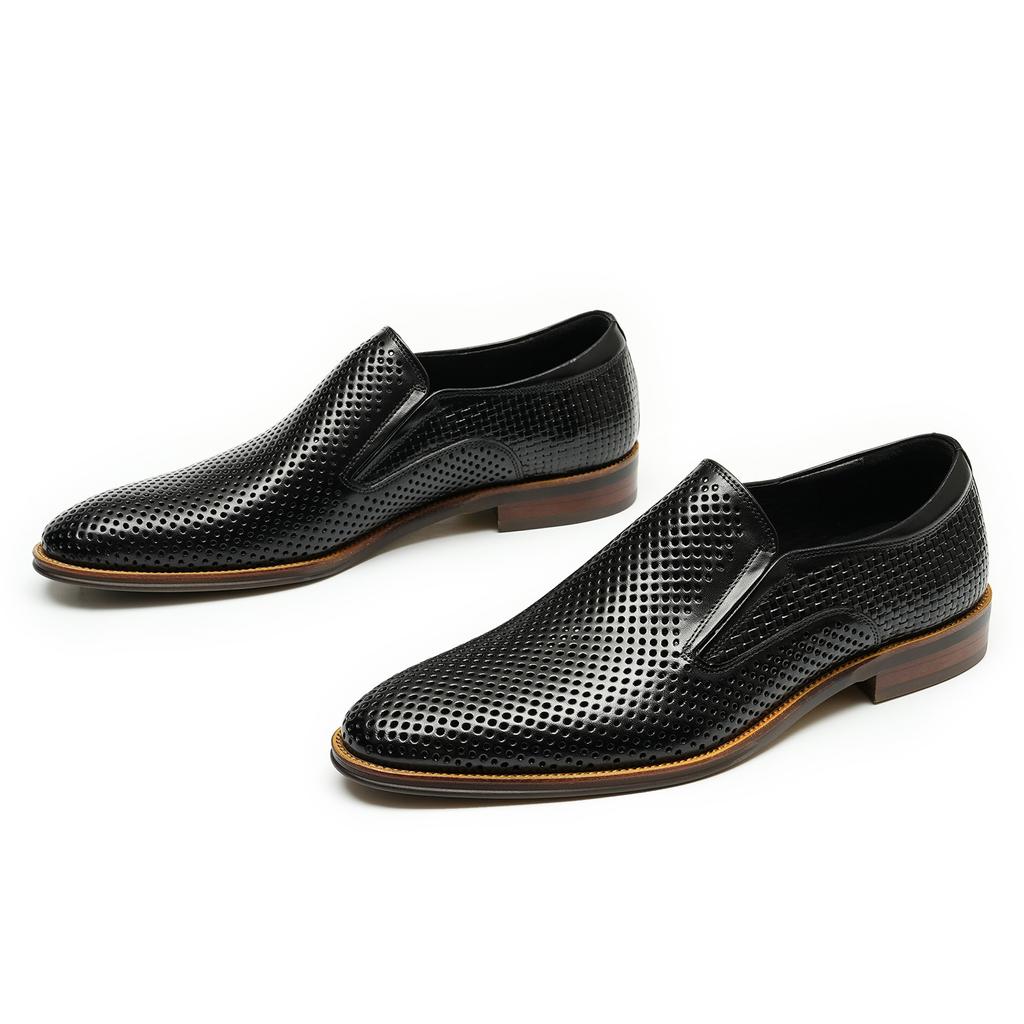 Men'S Leather Shoes Hollow Leather Men'S Shoes Summer One Pedal Business Casual Shoes Soft Sole Breathable Pointed British Dress Shoes