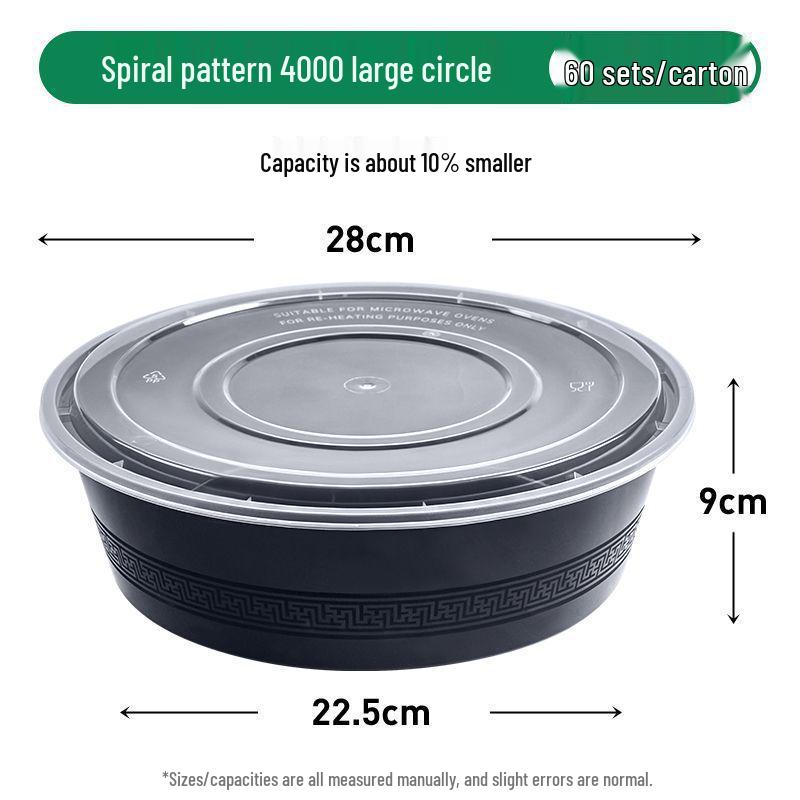 Black Round Disposable Food Containers: Thickened Soup and Fast Food Bowls