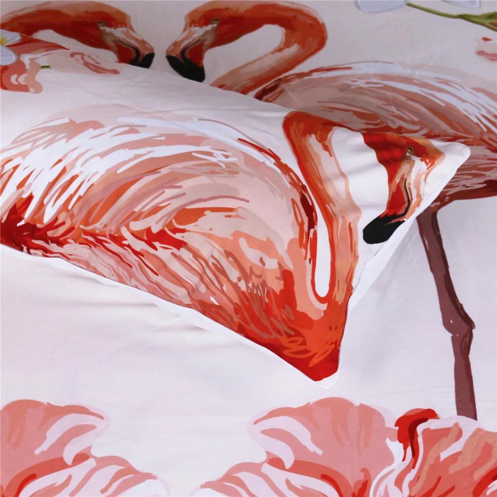 Lovers Flowers Flamingo Bedding Set Comfortable Duvet Cover Sets Bed Linens For Women Twin Full Queen King Size 260x220 US EU AU