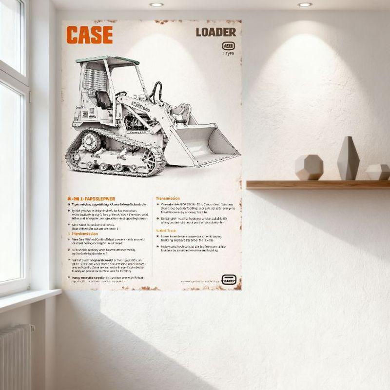 CASE 485 Raupenlader 1970er-80er Jahre Vintage Metallschild - Industriemaschinen Dekoration für Garage Werkstatt Wandkunst Blechposter 12x18 Zoll