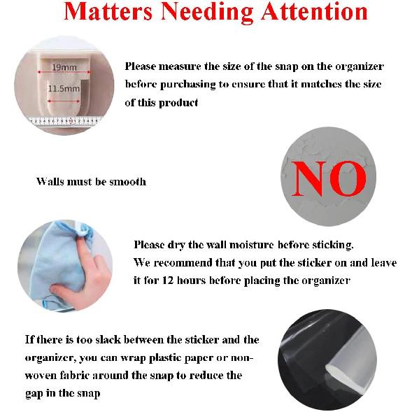 12 PCS Wall Mounted Replacement Sticky pads for Kitchen Bathroom Shower Caddy Organizer Rack Holder Nail Free Adhesive Hooks (Square)