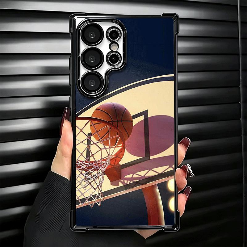 Basketball Basket Sports Plating Phone Case For Samsung Galaxy S24 S25 FE S26 Edge S23 Ultra S22 S21 Plus S20 Anti-Fall Airabag
