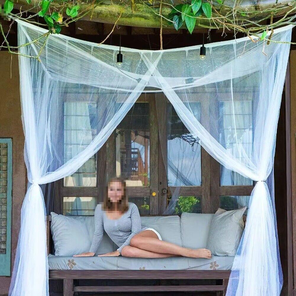 4 Corner Post Mosquito Net Canopy Drape Netting  For Full/Queen/King Indoor Outdoor