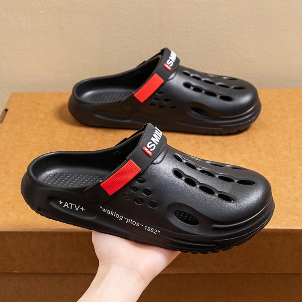 Men's Plus Size Fashion Casual 2-Way Closed Toe Slippers Outdoor Wear High Elastic Thick Sole Beach Shoes