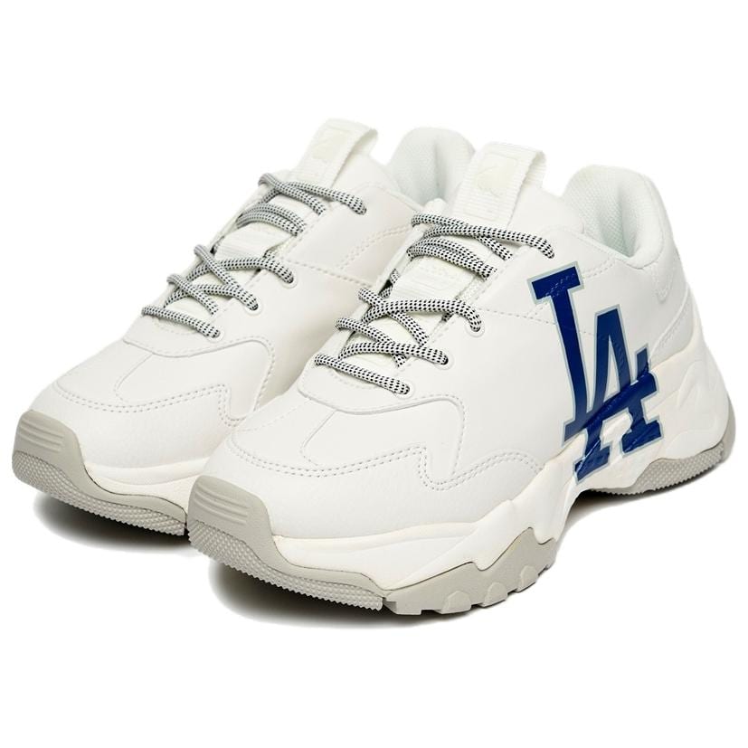 MLB LA DODGERS Leather Slip Resistant Abrasion Resistant Low top Chunky Sneakers Unisex White 3ASHC101N-07WHS