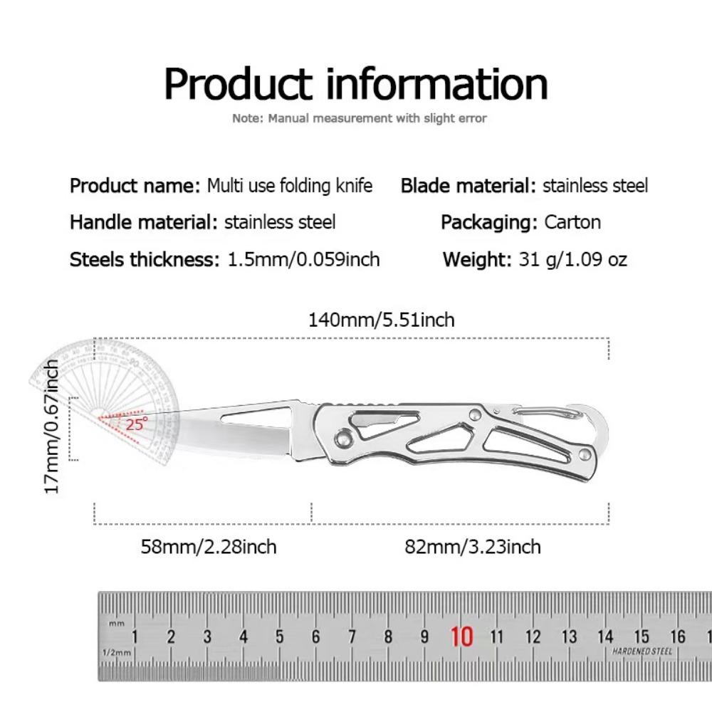 Portable Folding Knife Keychain, Fruit Cutter, Multipurpose Pocket Knife, Utility Knives, Stainless Steel, Kitchen Accessories