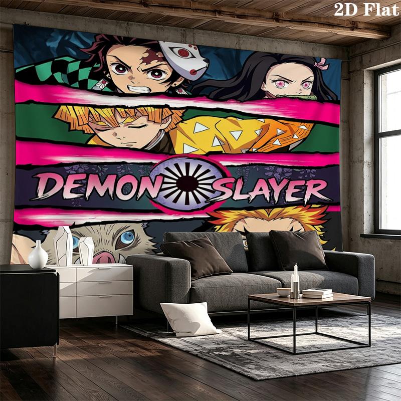 Demon Slayer Kimetsu No Yaiba Wall Tapestry Aesthetic Wall Hanging Printed Fabric Blanket Decorative Tapestries for Bedroom Living Room Home Decor