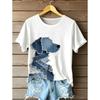 T-shirt Estiva da Donna con Stampa Cane Manica Corta Magliette Casual Top Stampati