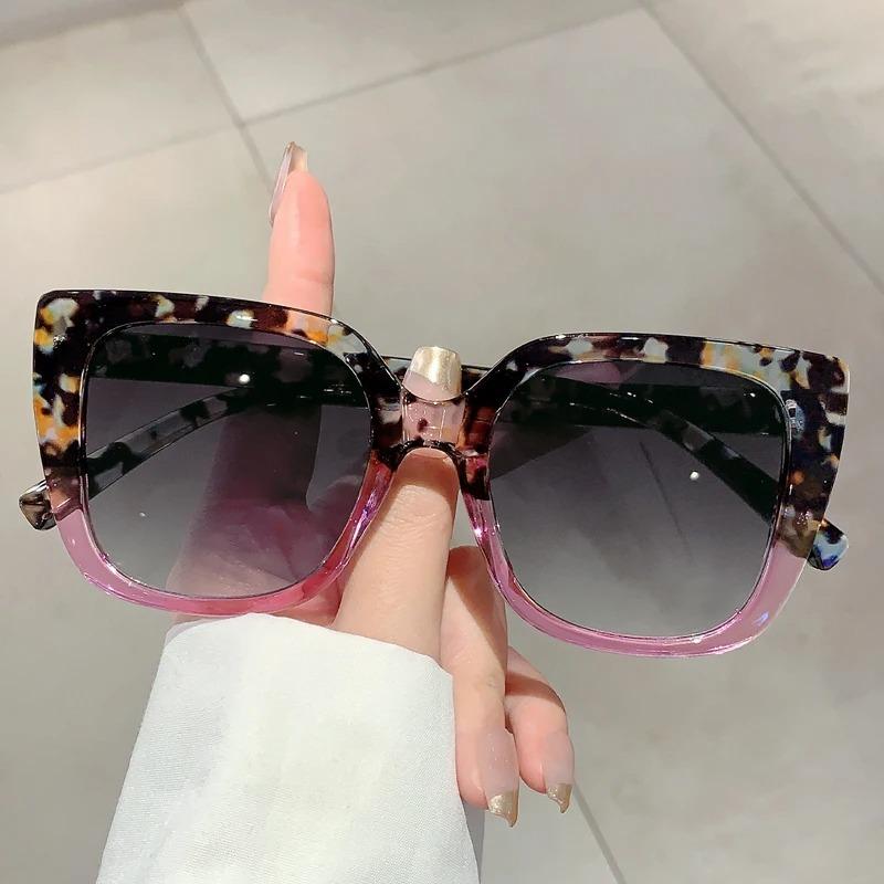 Oversized Square Sunglasses New in Stylish Gradient Outdoor Shades for Women Trendy Fashion Multicolor Rim Eyewear