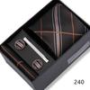 Men's Black & Wine Red Striped Plaid Tie Set with Pocket Square - Formal Wedding Gift Box