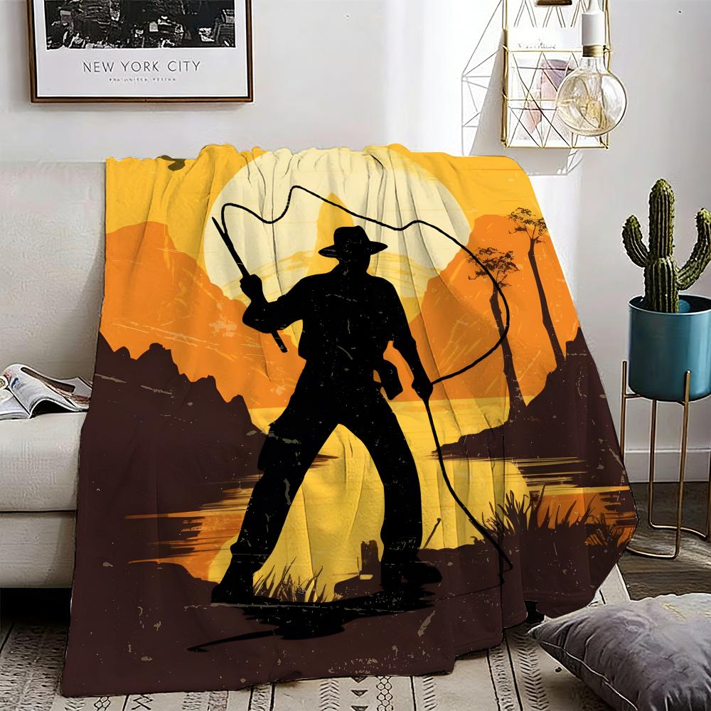 Indiana Jones Throw Lightweight 240g Flannel Blanket Soft Skin-friendly for Summer Cooling 75X95CM