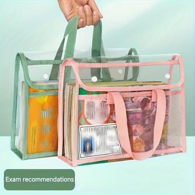 1 Piece Portable Transparent Document Storage Bag Suitable for Office School Stationery and Student Textbook Storage Bags