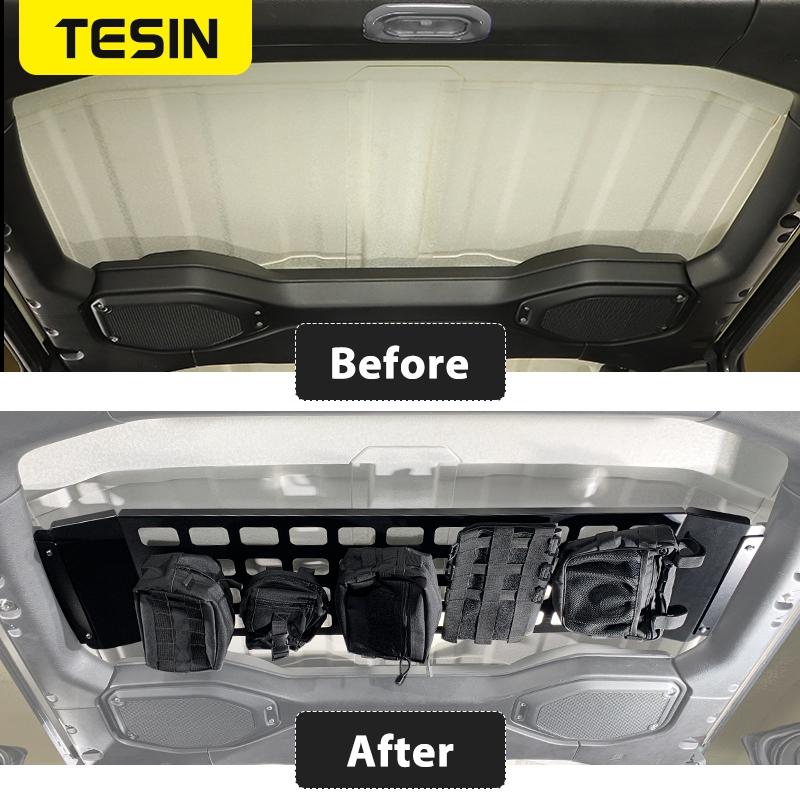 TESIN Auto Zadní řada Střecha Úložný prostor zavazadel Rozšiřovací organizér Police Příslušenství pro Jeep Wrangler JL Gladiator JT
