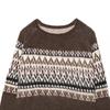 European and American style, French style, women's clothing, fashionable and versatile color-rubbing effect jacquard knitted sweater 9598207