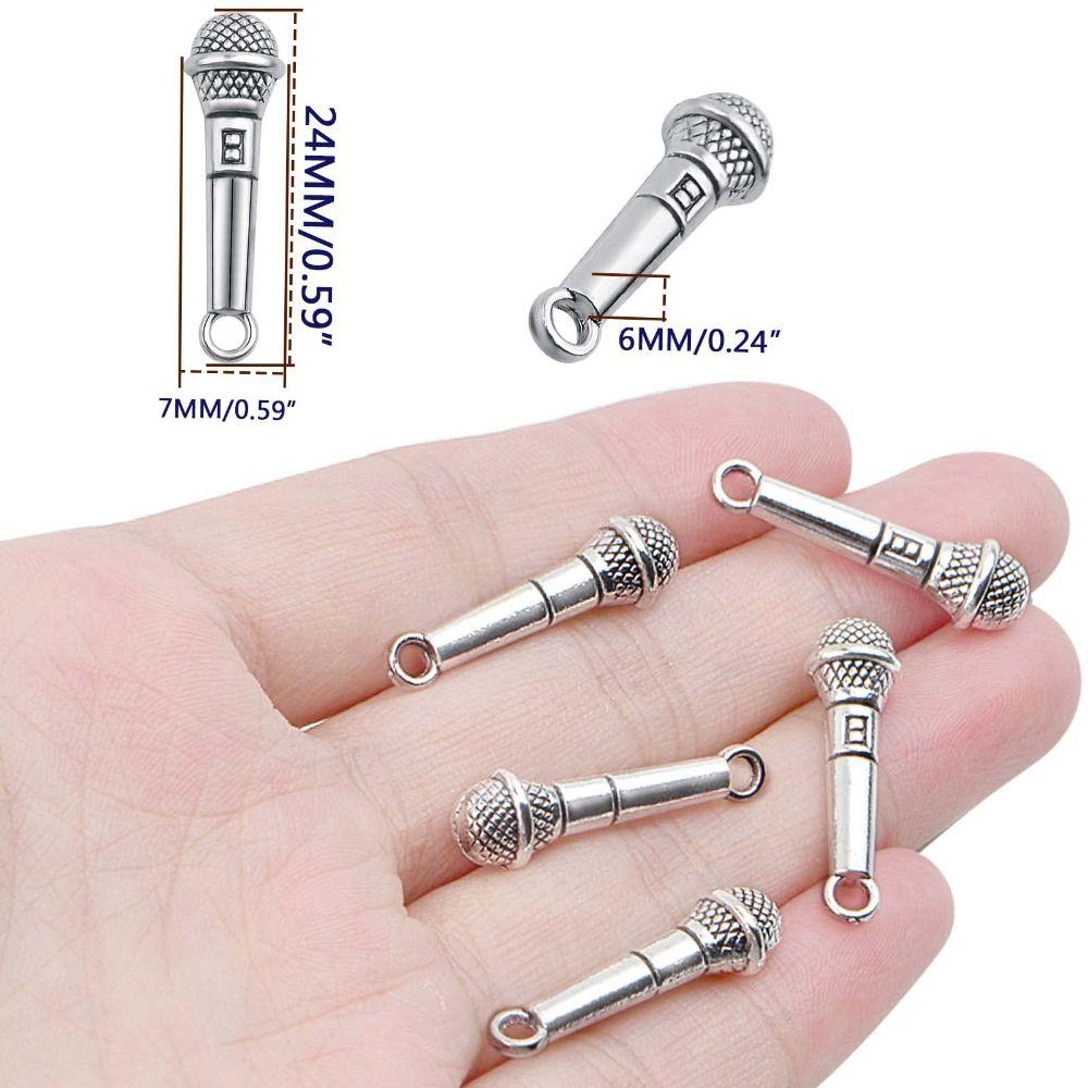 50pcs Antique Silver Alloy Charms 24x7mm Music Theme Charms Vintage Charms  Bracelet