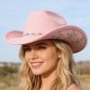 Cross Mirror Western Men's and Women's Woolen Hat Western Cowboy Hat Retro Top Hat Star Rhinestone Decorative Visor Hat