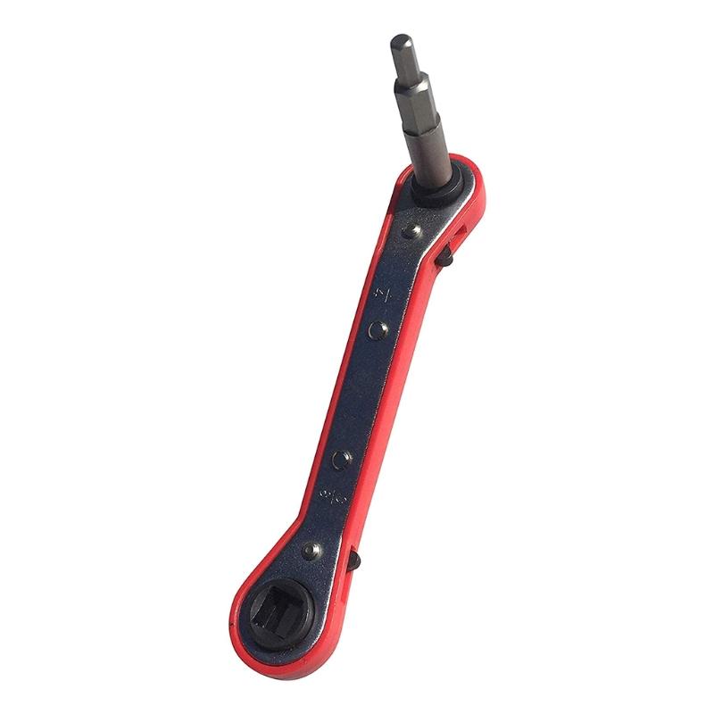 Refrigeration Ratchet Wrench 4 Different Sizes 1/4 X 3/16 Square X 3/8 X 5/16 Square Air Conditioning Ratcheting Service