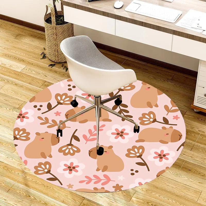 1pc Office Carpet Chair Mats Cute Guinea Pig Floral Pattern Perfect for Decorating Office Chairs, Living Rooms, Or Bedrooms