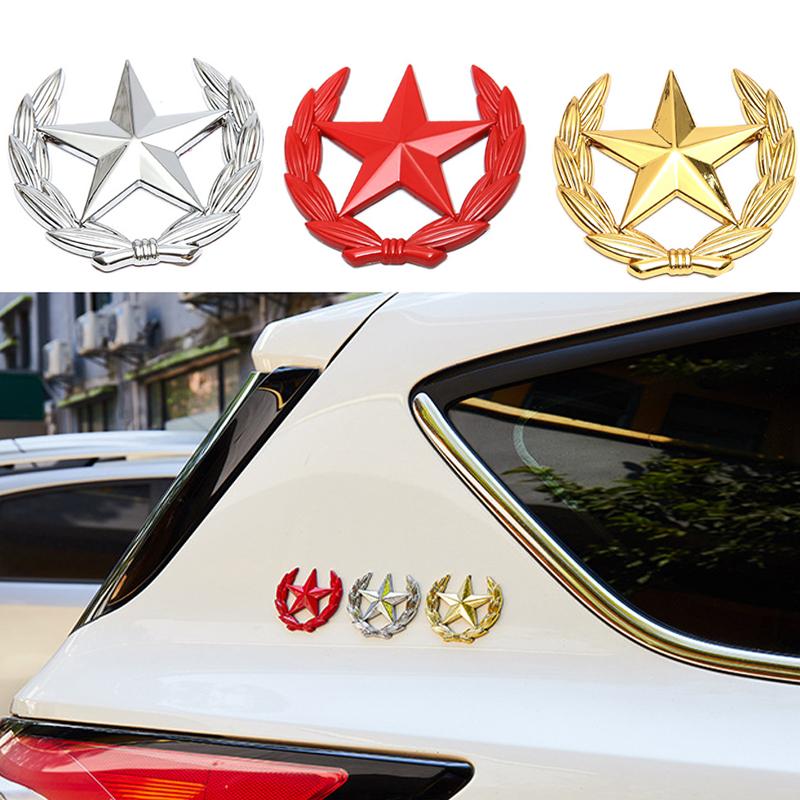 1Pc Five-pointed Star Car Sticker Logo Emblem Badge Car Sticker For Universal Motorcycle Decorative Accessories Car Styling