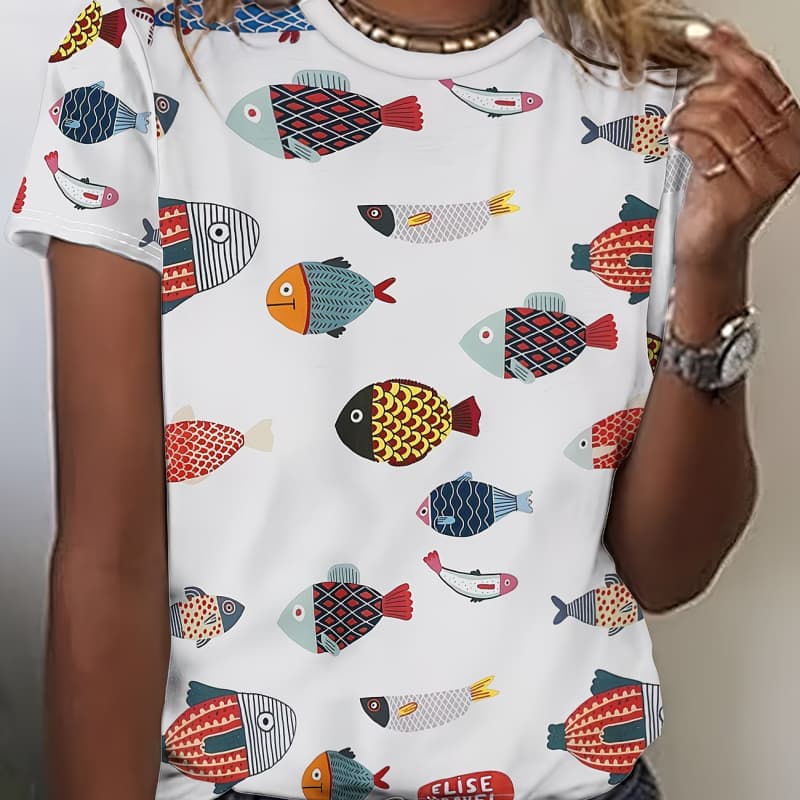 

Round neck casual short-sleeved T-shirt, fashionable short-sleeved round neck top S