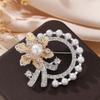 French Elegant Crystal Pearl Brooch Fashion Clothes Corsage Accessory For Women
