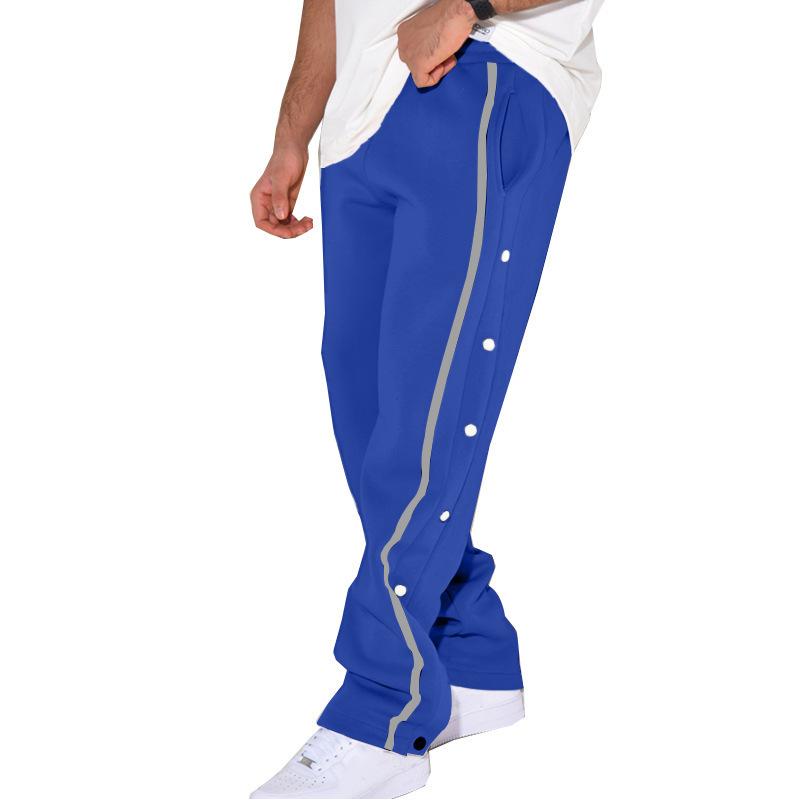 Men's casual sports buttoned trousers men's autumn new loose straight drawstring large size trousers