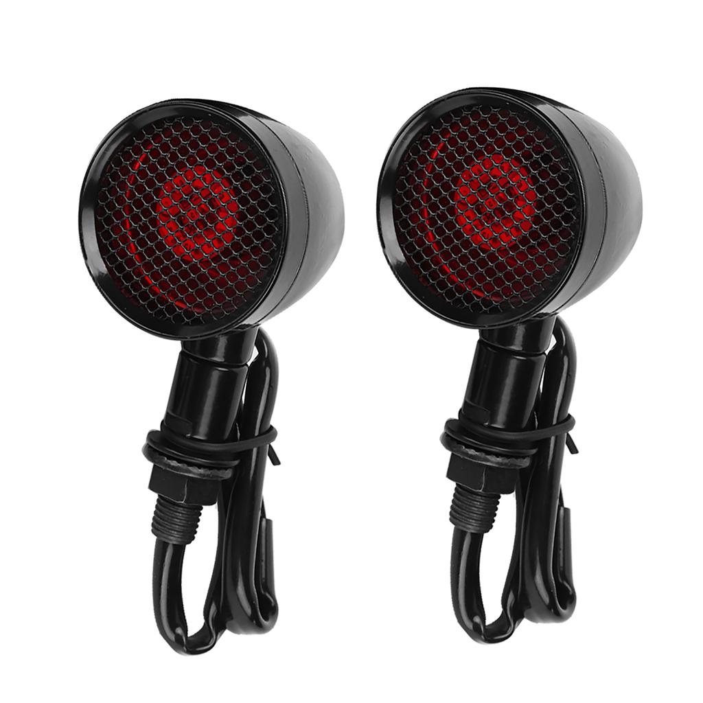 Motorcycle Retro Grid LED Turn Signal Brake Light Metal Blinker Flashes