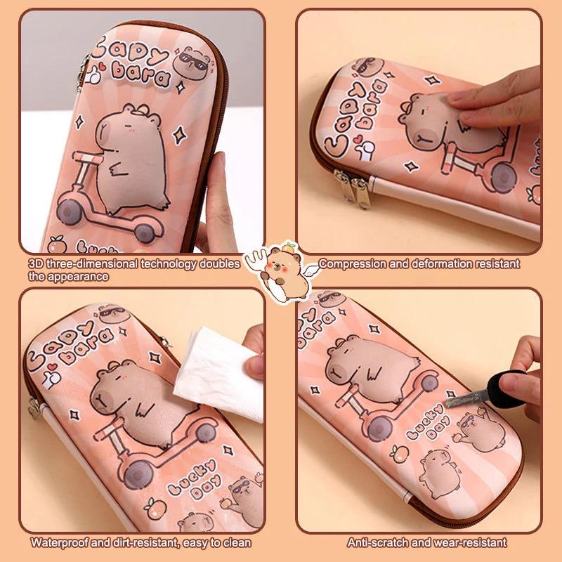 3D Stereo Pencil Bag Waterproof Capybara Pencil Case Cartoon Cute Multi Functional Large Capacity Stationery Case for Students