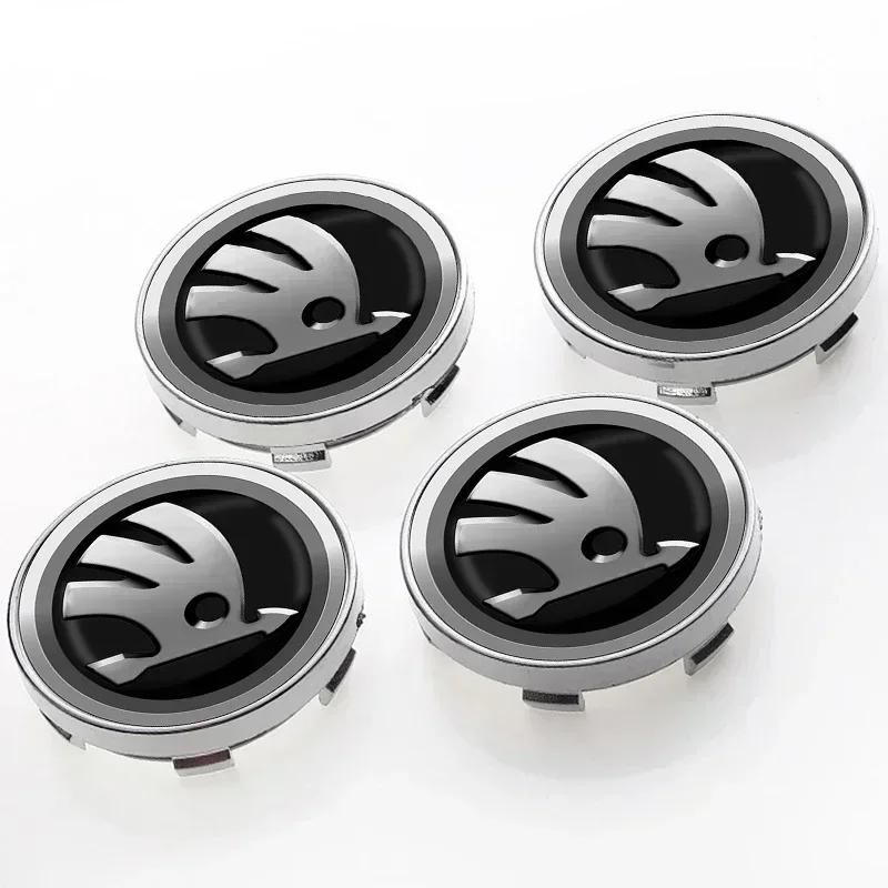 

60mm Car Wheel Center Hub Cap Rim Cover Emblem Stickers For Skoda Octavia Rapid Kodiaq Karoq Superb Fabia Kamiq VisionS