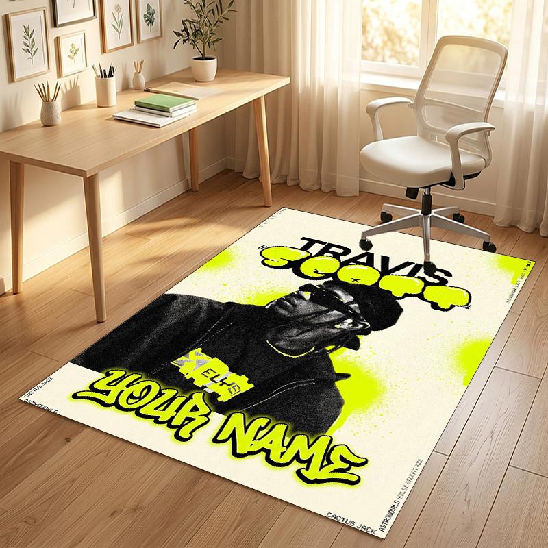 Personalized Crystal Velvet Carpet,Travis Scott Custom Printed Name, Plush Area Rug For Home Indoor Decor