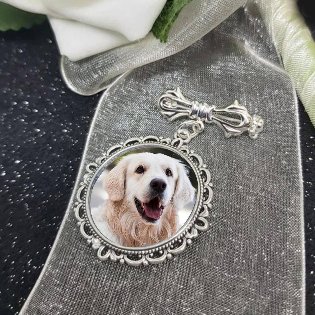 Stilvoller Hochzeitsfoto-Anstecker Einzigartiger Foto-Anhänger Brosche für Weihnachten Spitzes ovales Braut-Brustnadel-Accessoire Party-Schmuck