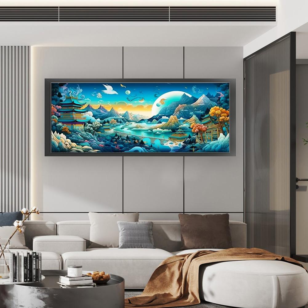 Kit de Cusătură în Cruce Imprimat cu Peisaj DIY 11CT Set Artizanal pentru Broderie Decor Acasă