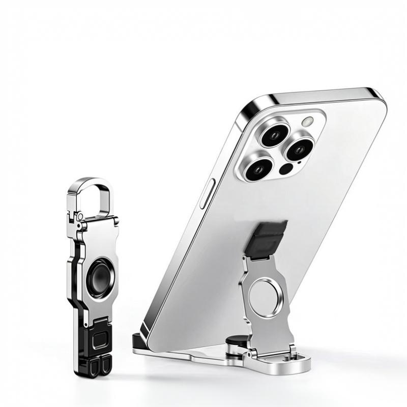 Plastic Foldable Mini Phone Stand Keychain Anti‑Slip Rotate Portable Outdoor Travel Desktop Holder