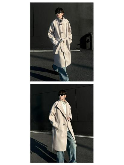 High Street Style Woolen Coat for Men and Women - Loose Mid-Length Korean Over-the-Knee Trench for Autumn/Winter