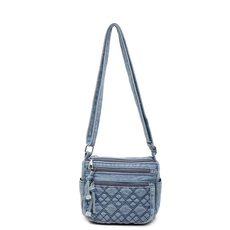 

Женская наплечная сумка Легкая многокарманная монетница Ромбовидная сумка через плечо светло-синий