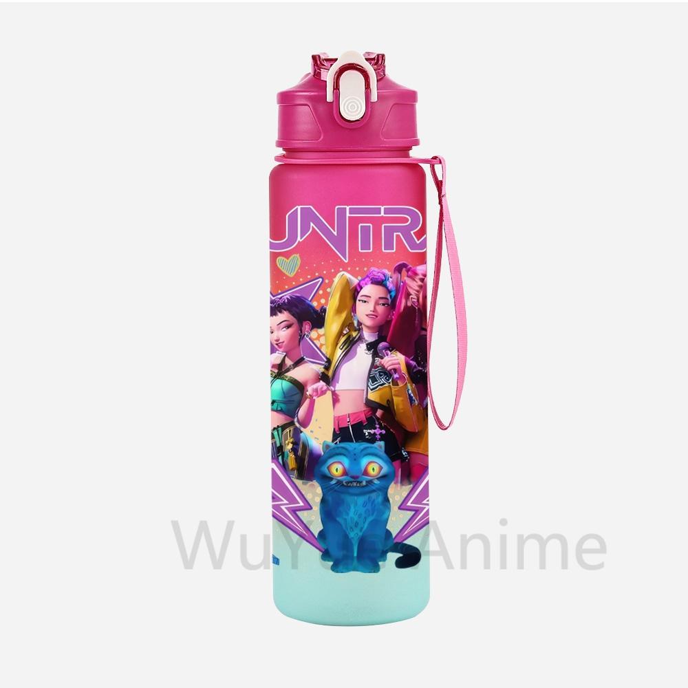 Anime K-Pop Demon Hunters Character Water Cup Large Capacity Outdoor Portable Rope Drinking Bottle Gift for Boys and Girls