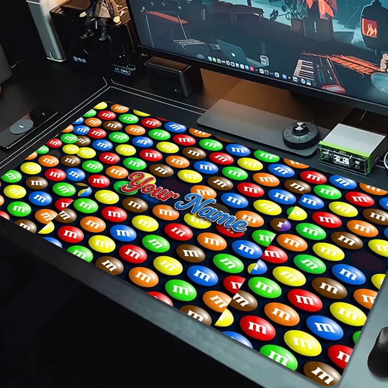 M&M's Custom Name Large Size Mouse Pad Large Gaming Table Cushion Non-slip Laptop Tablet Big Mousepad XXL Mat Mini PC Playmat With Lock edge