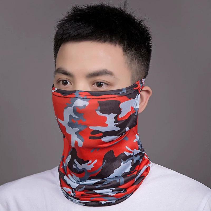 Outdoor Sun Protection Ice Silk Scarf for Men, Summer Neck Protection, Face Covering, Thin Breathable Cycling Bicycle Face Scarf
