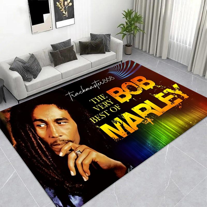 Reggae Musician Live Concert Print Area Rug, Non-Slip Music Themed Floor Mat