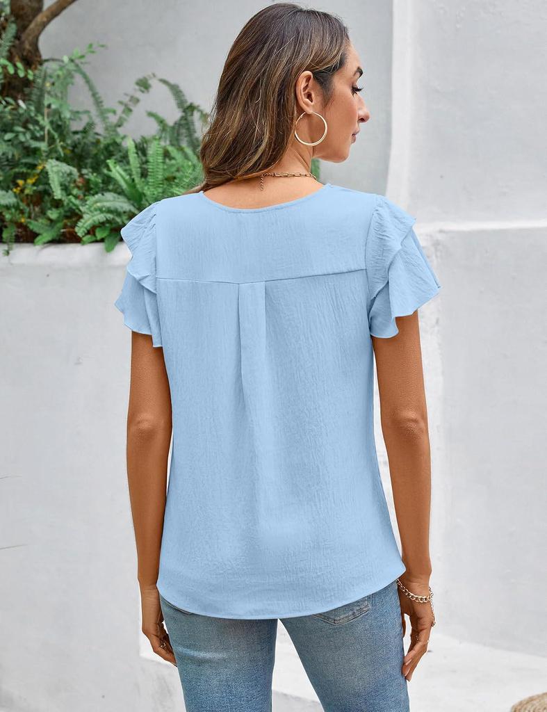 2025 Women's Spring/Summer Casual Pleated Short-Sleeve Pullover T-Shirt.