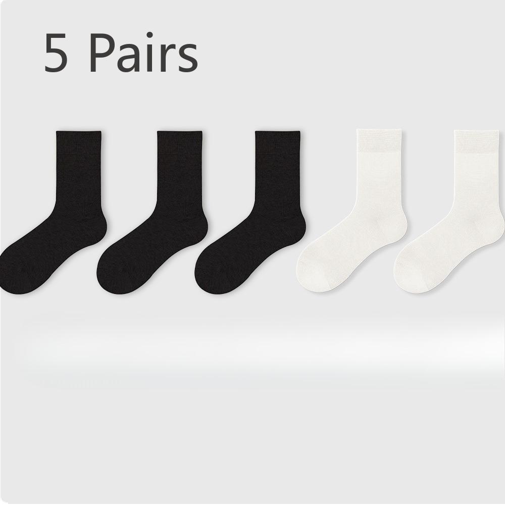 5 Pairs of Female Spring and Autumn New Pure Cotton Moon Son Boneless Tube Socks