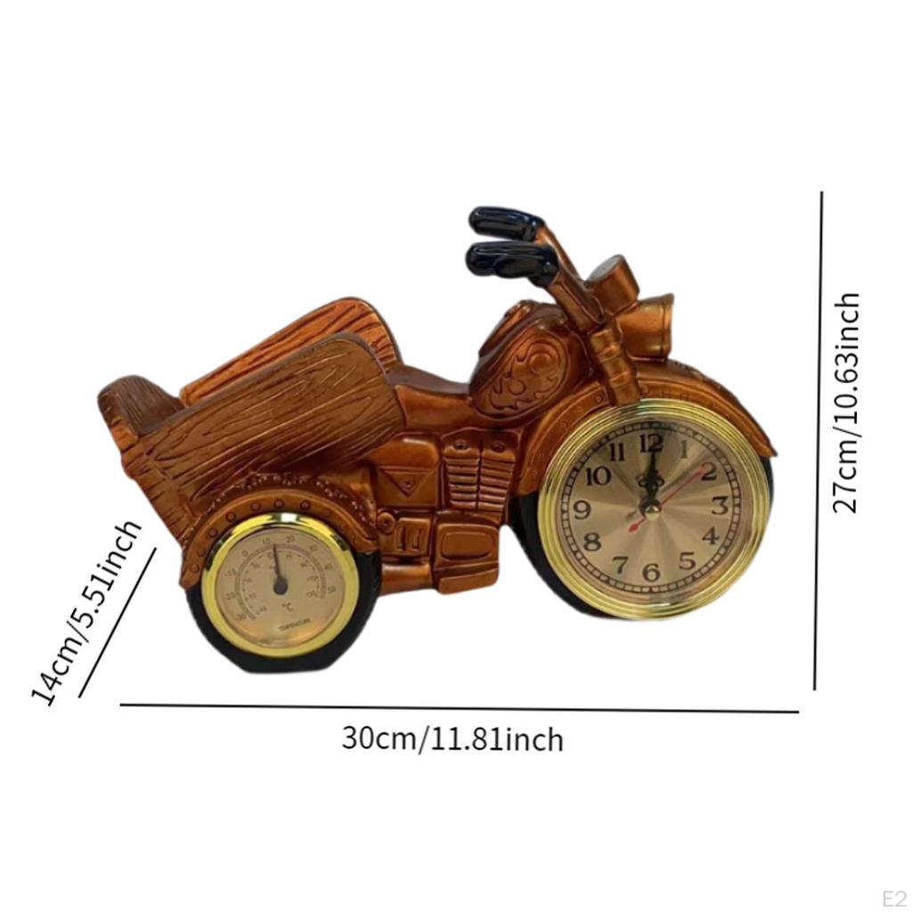 Vinstativ Motorsykkel Figur Dekorativ Kreativ med Klokke og Termometer for Bar Spising