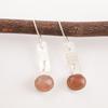 Oval Peach Moonstone Gemstone 925 Sterling Silver Jewelry Handmade Earrings 1.9" EE-168-24