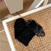 Fashionable Ruffle Mesh Splicing Ankle Socks with Bows Detail Breathable Elegant Solid Color Middle Tube Socks for Women