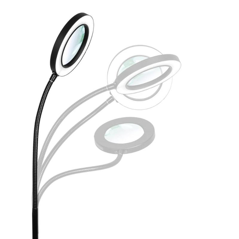 LED Desk Magnifying Device With Flexible Neck And Adjustable Lighting For Crafts Reading Repair Tasks