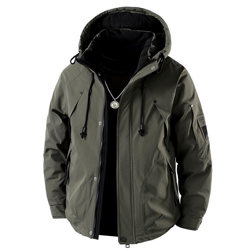 

Зимняя хлопковая куртка с капюшоном, мужская, многокарманная, с пухом белой утки, свободная, повседневная, ветрозащитная куртка XXXXL