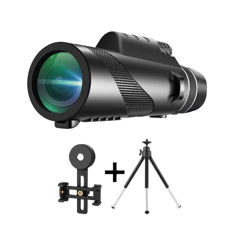 80x100 HD Powerful Monocular Telescope Color Box+Phone Clip+Tripod Holder Portable Telescope For Outdoor Camping Hunting 1PCS