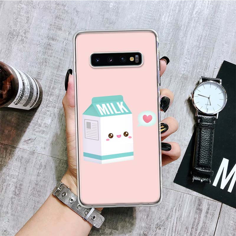 Kawaii Japanese Strawberry Milk Box Phone Case For Samsung Galaxy S26 S25 Edge S24 S23 FE S22 Ultra S21 Plus S20 + Fundas Cover
