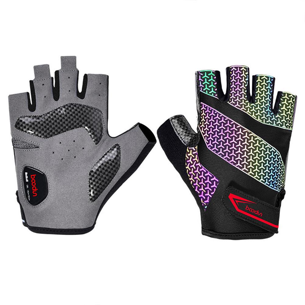 

Cycling Gloves Breathable Anti-slip Half Finger Hand Protector Night Reflective Mittens for Unisex